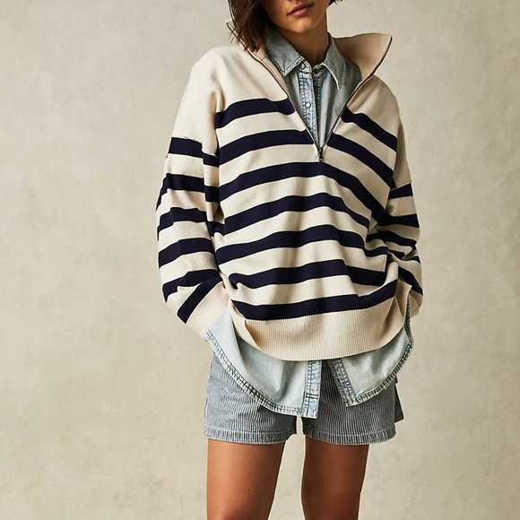 Free People Sweaters - Free People Coastal Stripe Pullover